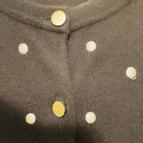 Charter Club Womens Cardigan Sweater Black White Polka Dot Size Large - Picture 8 of 8